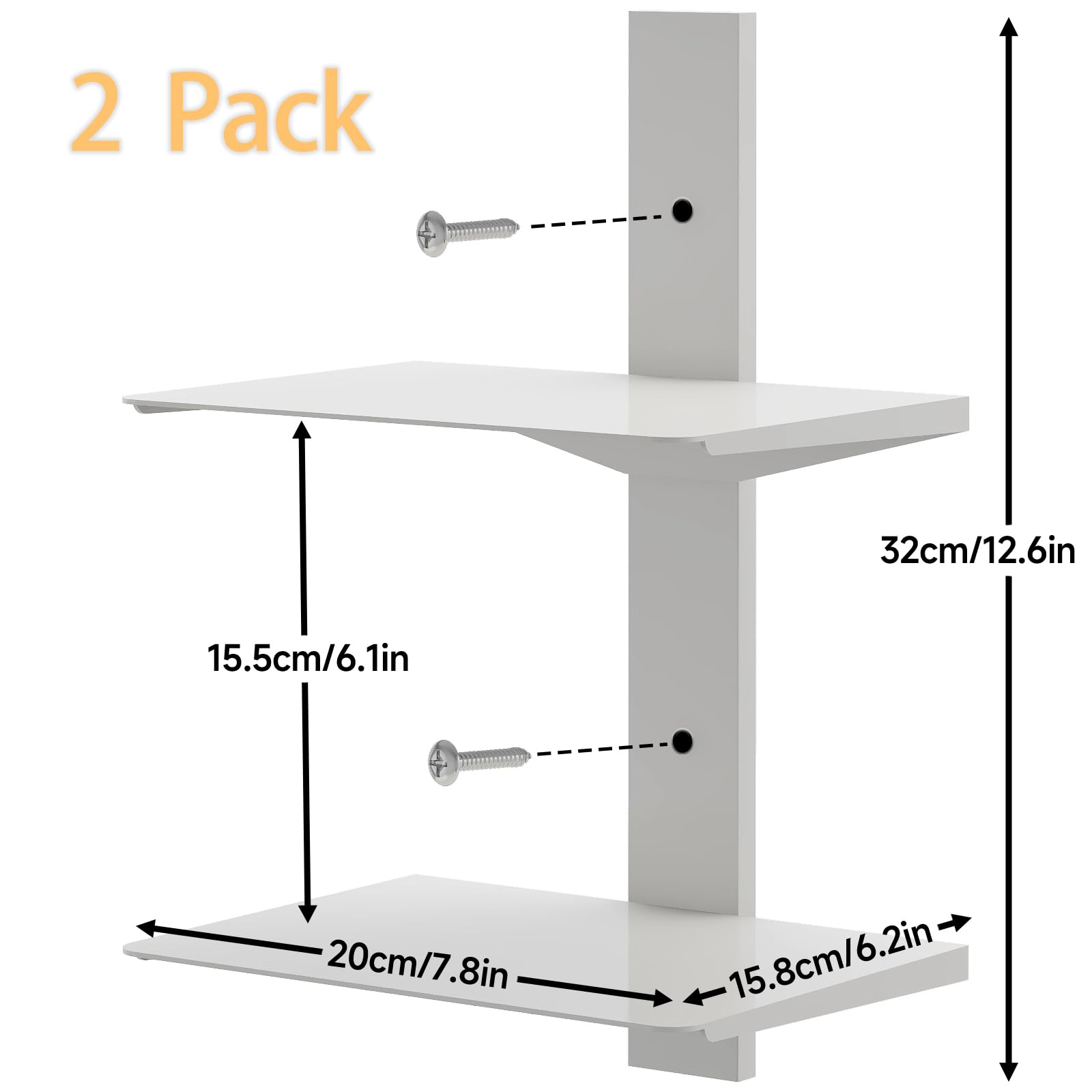 FWYH Book Shelf for Wall, Invisible Book Shelf Floating Wall Mounted, 4 Tier Heavy Duty Metal Book Organizers on Wall for Living Room, Bedroom, Office, White (2 Pack)