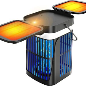 PhatroyYee Solar Bug Zapper Outdoor, 2024 Upgraded Mosquito Zapper Outdoor Solar Powered, Cordless Electric Bug Zapper Indoor w/Night Light, Waterproof Fly Zapper for Patio Backyard Kitchen Camping