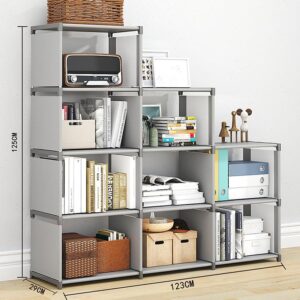 Kids Bookshelf Bookcases 9 Cube Book Shelf Organizer Bookcase Gray DIY for Bedroom Classroom