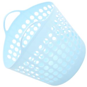 luxshiny flexible laundry baskets, 30l hollow plastic laundry hamper washing basket clothes storage bin sundries organizer with carrying handles for bathroom