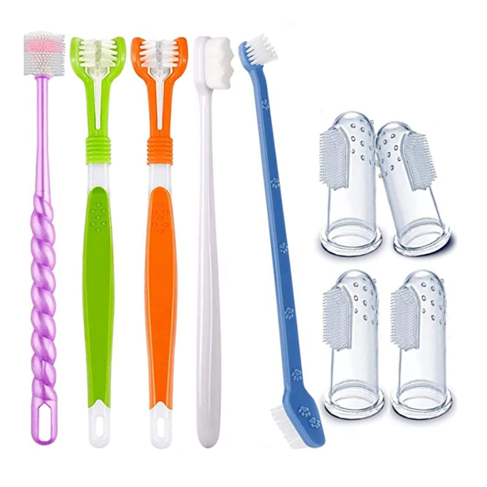 Tqyijhy Multi-Type Can Choose Pet Toothbrush Brush Addition Bad Breath Teeth Care Dogs Cleaning Mouth Care Tools Pet Toothbrushes for Dogs Pet Toothbrush Soft Pet Toothbrush with Double-Head