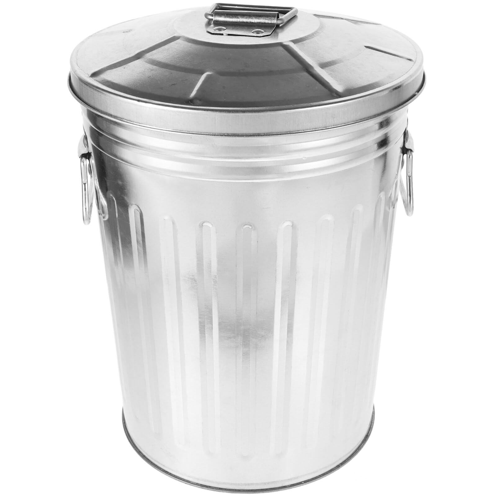 BESTOYARD Stainless Steel Trash Can with Lid, 8L/1.75 Gallon Outdoor Dog Poop Garbage Can Retro Round Wastebasket Container for Farm Kitchen Garbage Daily Waster Storage