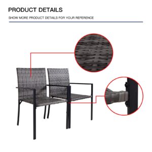 Y Enjoy 2 Pieces Patio Chairs Set,Outdoor Wicker Dining Chairs All-Weather PE Rattan Armchair,Steel Frame,w/Armrests for Garden Outdoor Furniture for Backyard Deck (Grey)