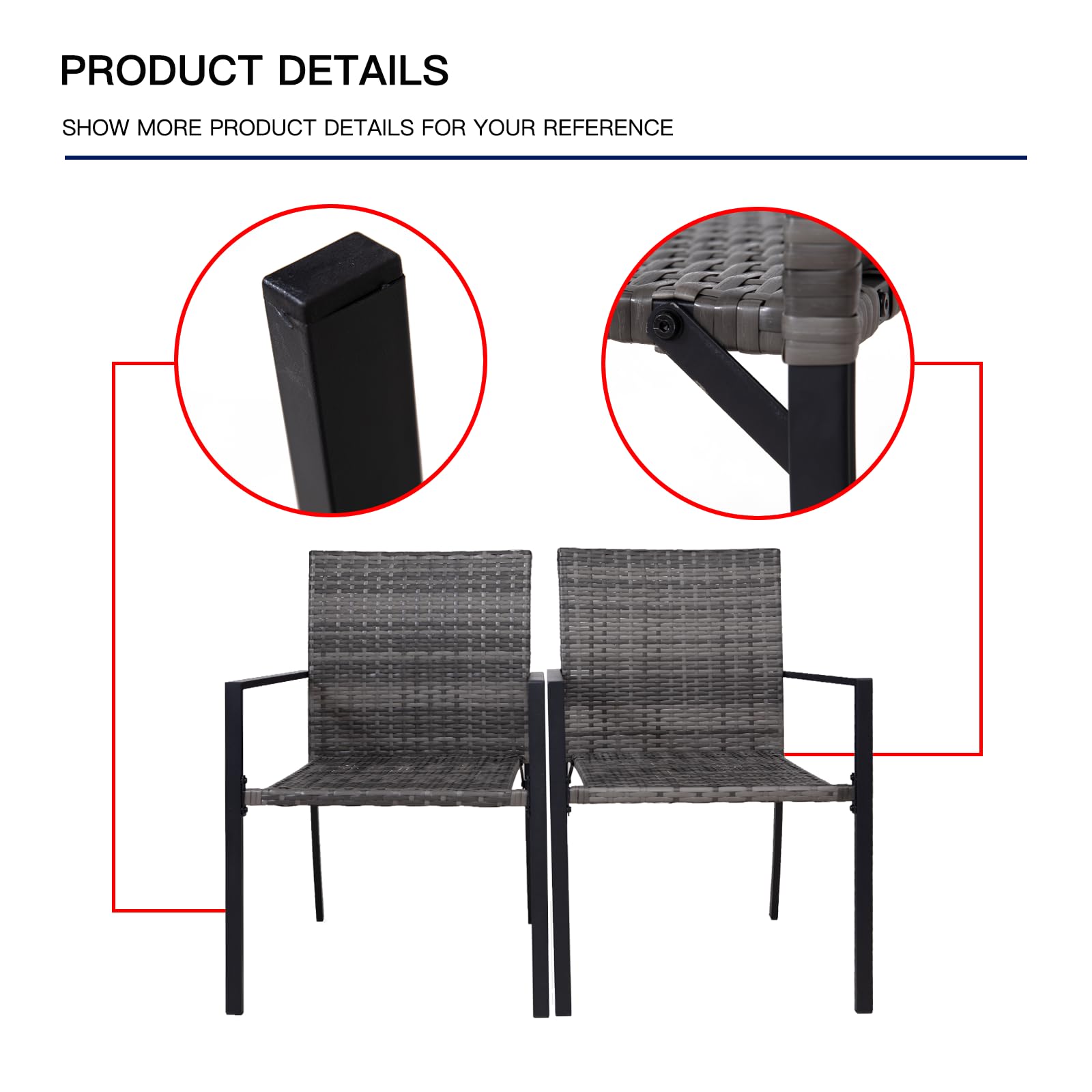 Y Enjoy 2 Pieces Patio Chairs Set,Outdoor Wicker Dining Chairs All-Weather PE Rattan Armchair,Steel Frame,w/Armrests for Garden Outdoor Furniture for Backyard Deck (Grey)