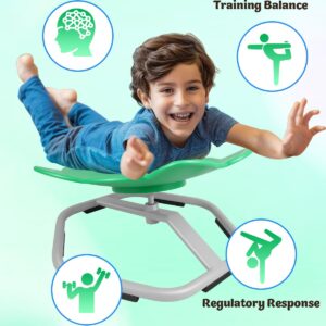 FAHKNS Autism Sensory Spinning Chair, Green Elephant Kids Swivel Chair, Sit and Spin Sensory Chair for Toddlers Overcoming Social Phobia Non-Slip Metal Base