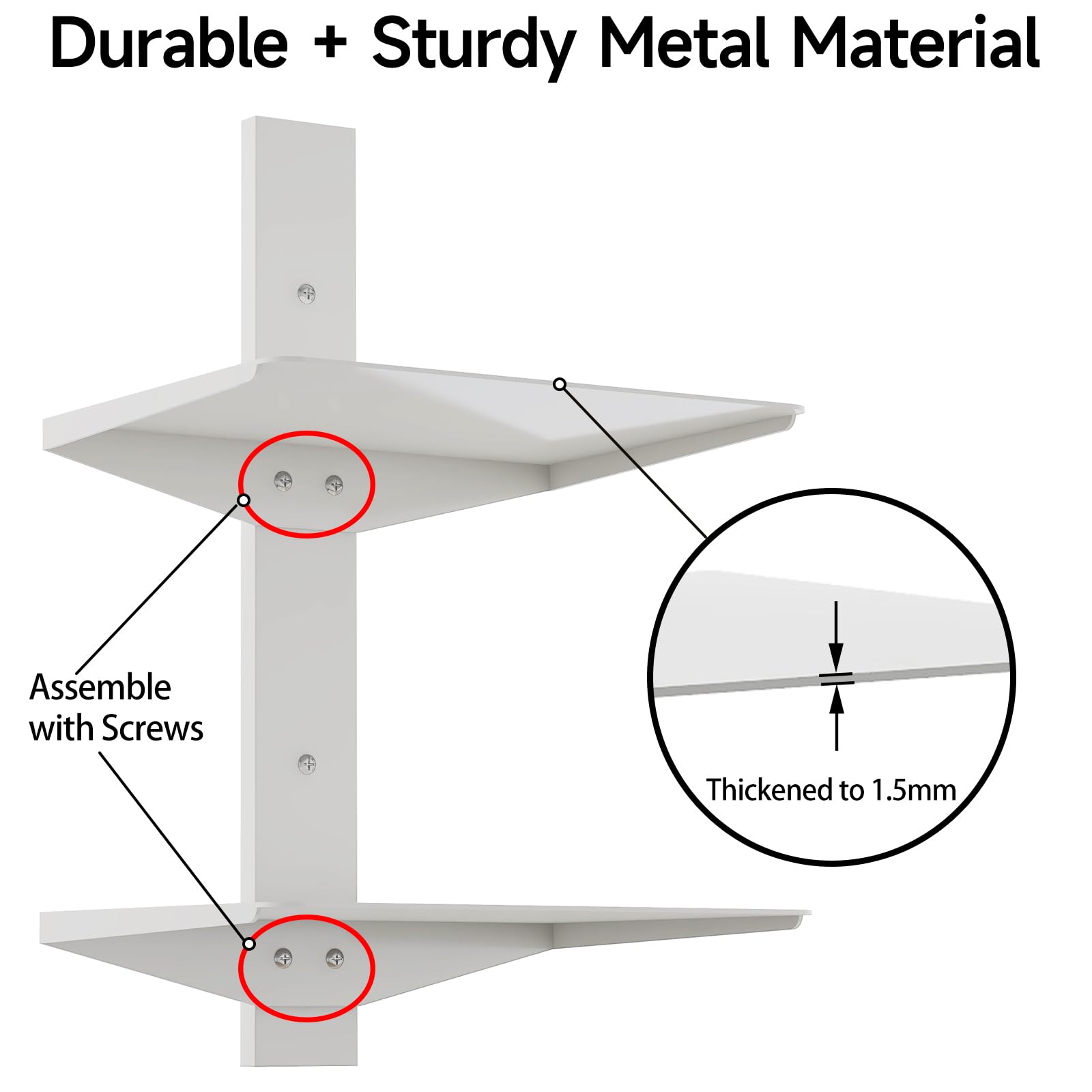 FWYH Book Shelf for Wall, Invisible Book Shelf Floating Wall Mounted, 4 Tier Heavy Duty Metal Book Organizers on Wall for Living Room, Bedroom, Office, White (2 Pack)