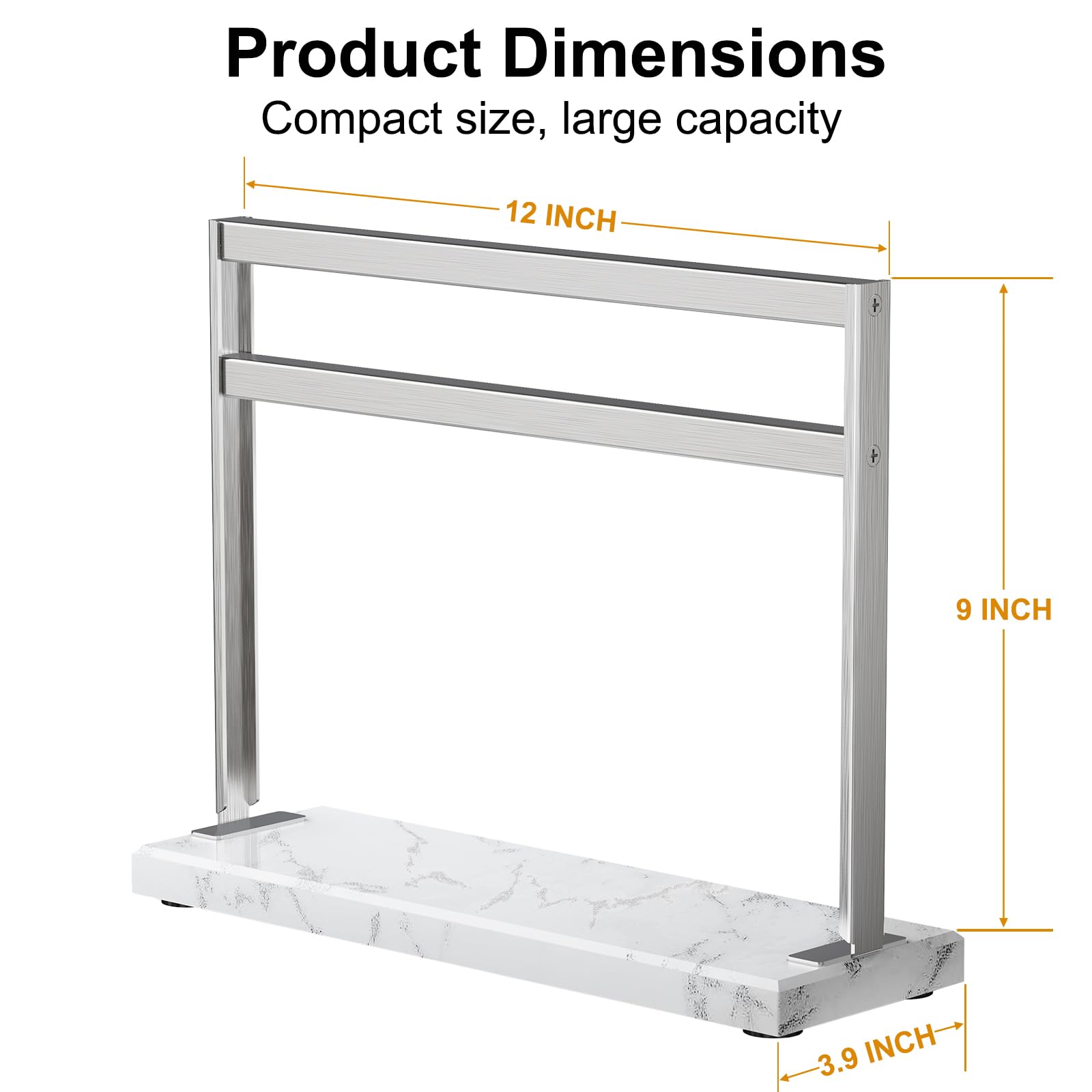 HomeSimplex Magnetic Knife Holder Block Stand - Magnetic Knife Stand for Counter Top - Double Sided Magnetic Knife Block - Stainless Steel Kitchen Knife Storage Rack - Marble Base, White