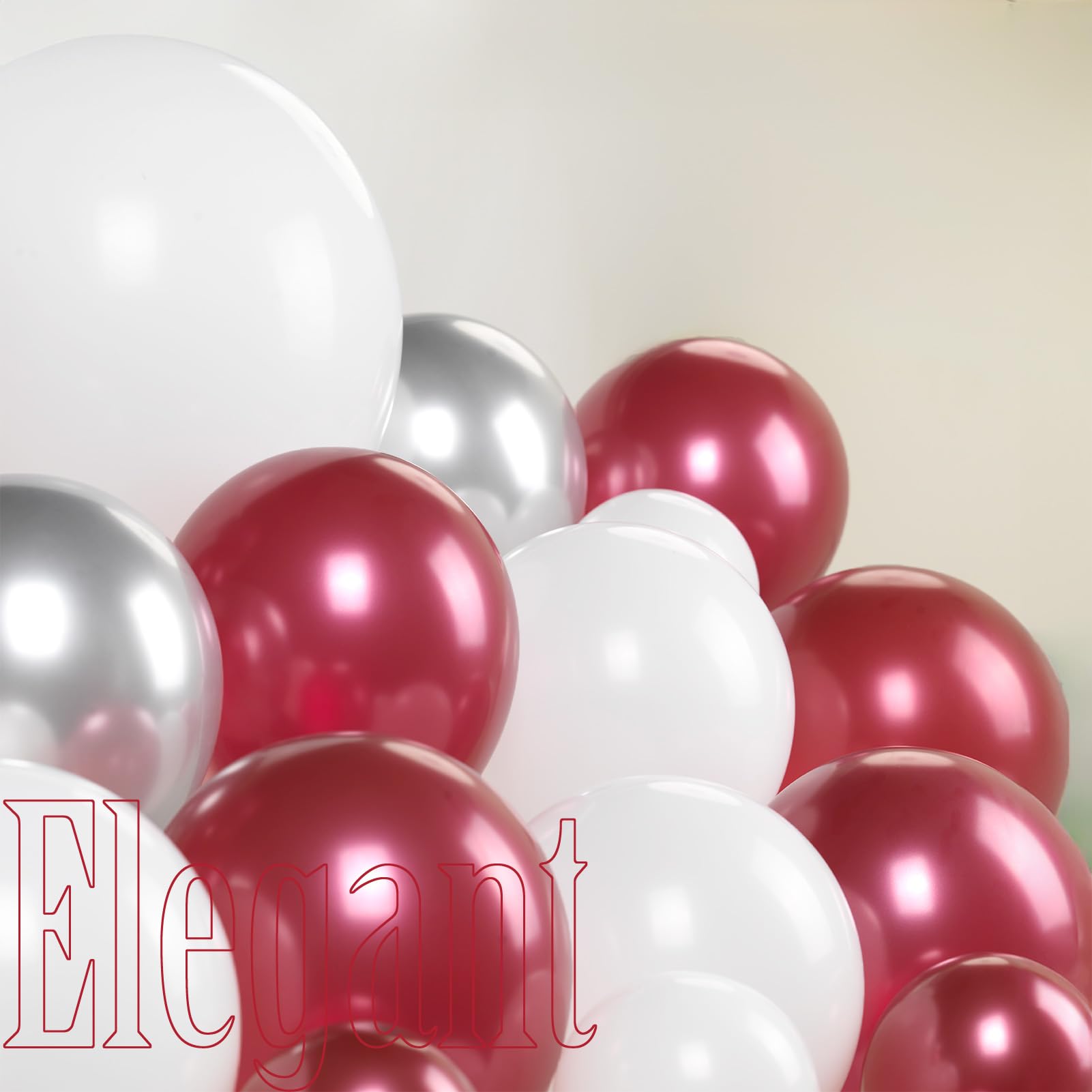 Maroon and silver Balloon Garland Arch Kit 118 Pcs Burgundy and White silver Rubber Balloons for Wedding Baby Shower graduation Birthday 2025 New Year Party Decoration