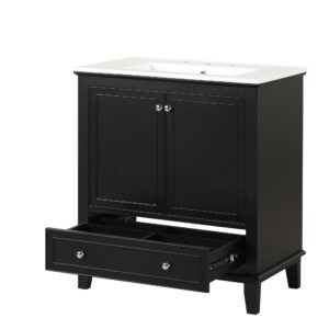 CuisinSmart 30" Bathroom Vanity with Sink, Combo Cabinet Undermount Sink, Bathroom Storage Cabinet Modern Design Bath Vanity with 2 Doors and 1 Drawer Black