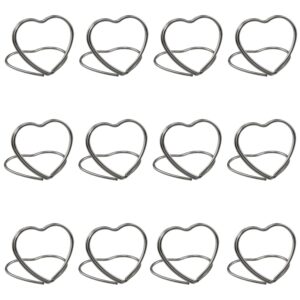 haidong heart place card holder mini place card holders wedding table number holders name card holders for tables suitable for weddings, birthday parties, etc. (silver) -12pcs