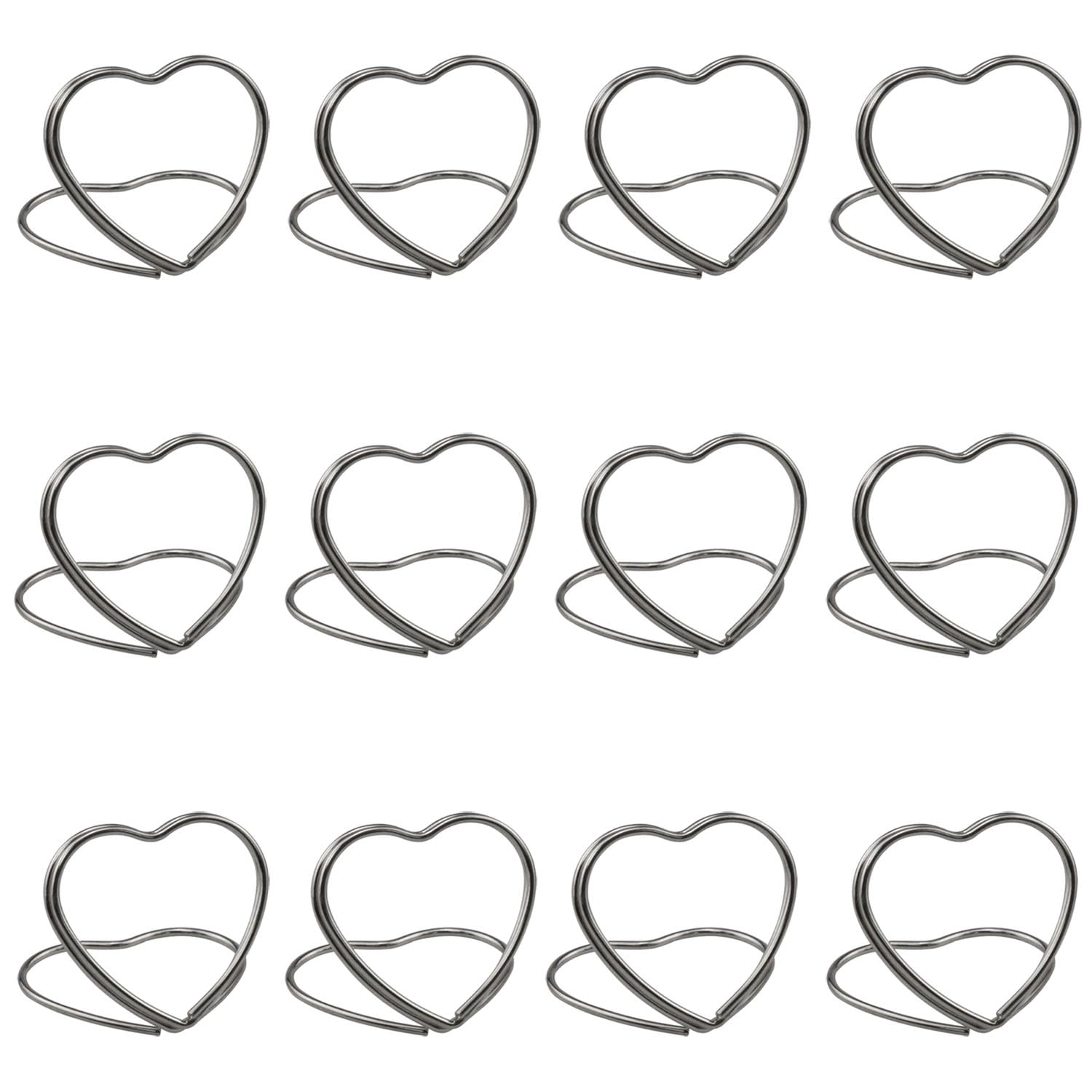 Haidong Heart Place Card Holder mini place card holders Wedding Table Number Holders name card holders for tables Suitable for weddings, birthday parties, etc. (silver) -12PCS