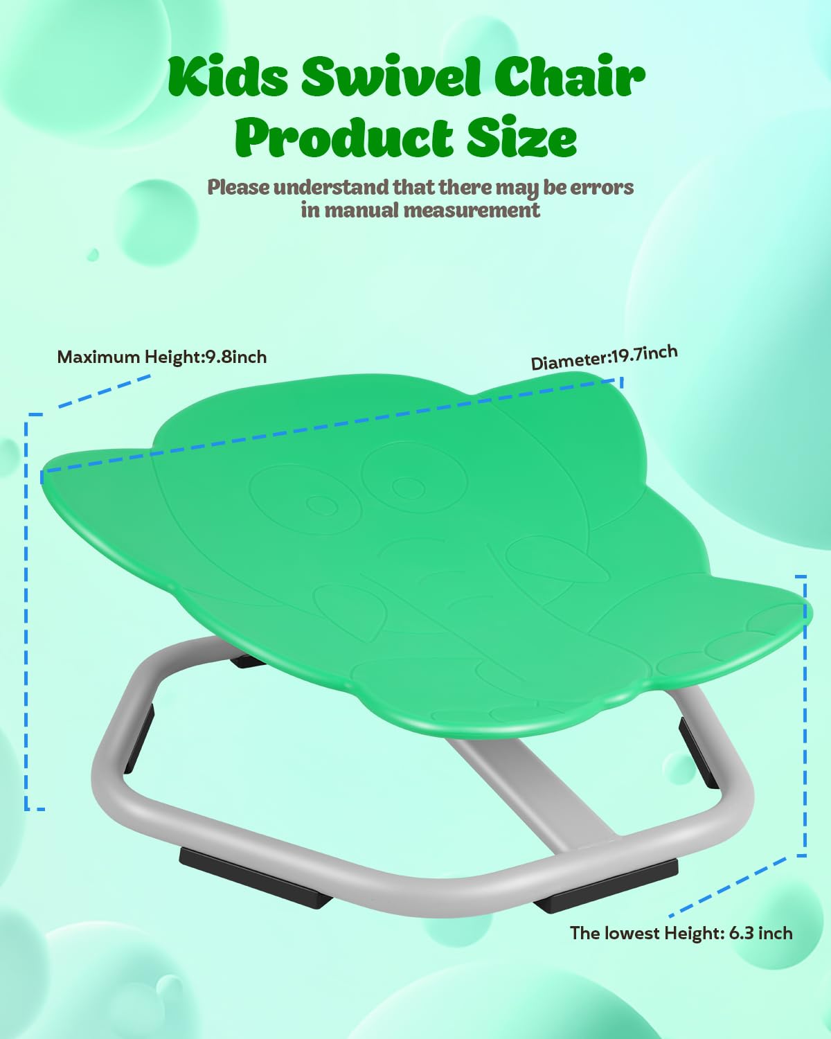 FAHKNS Autism Sensory Spinning Chair, Green Elephant Kids Swivel Chair, Sit and Spin Sensory Chair for Toddlers Overcoming Social Phobia Non-Slip Metal Base