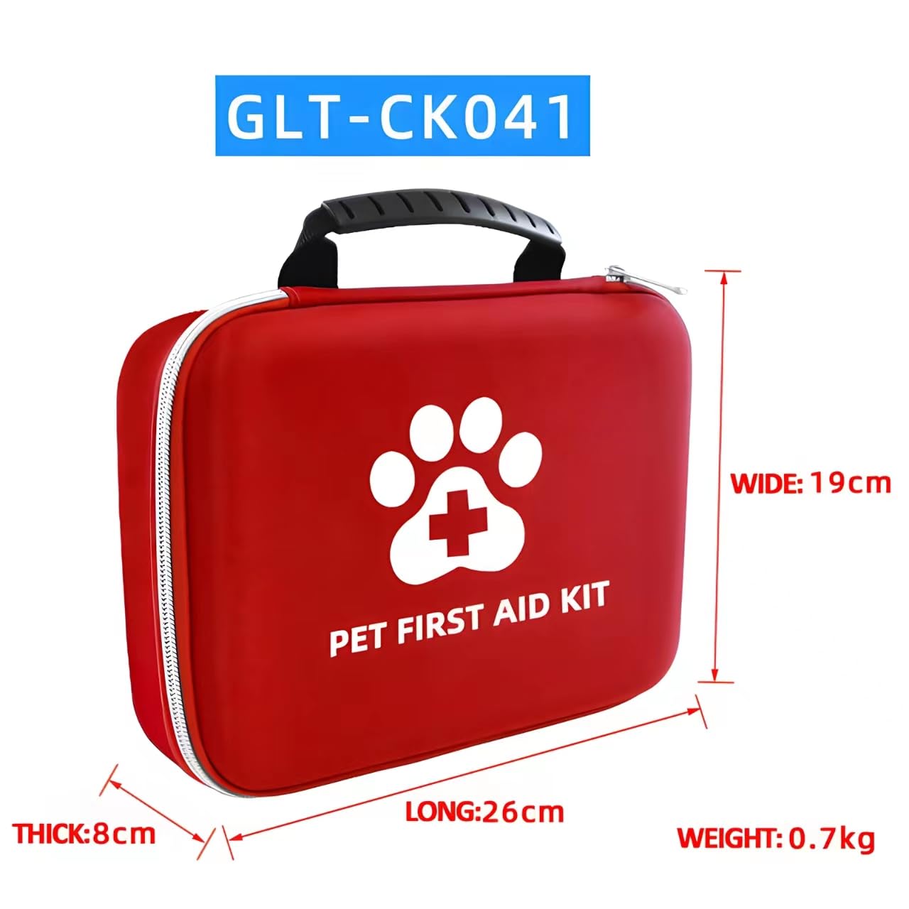 GongXueShu Dog First Aid Kit Home Travel Car First Aid Kit Emergency Kit Dog Travel Accessories – Pet Camping Essentials 101 Pieces with Thermometer and Mini First Aid Pouch & Emergency Collar, Red