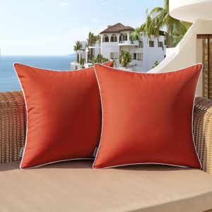 woaboy set of 2 fall outdoor waterproof pillow covers 16x16 inch burnt brick decorative throw pillow covers square solid color couch pillow covers for patio tent bed sofa living room