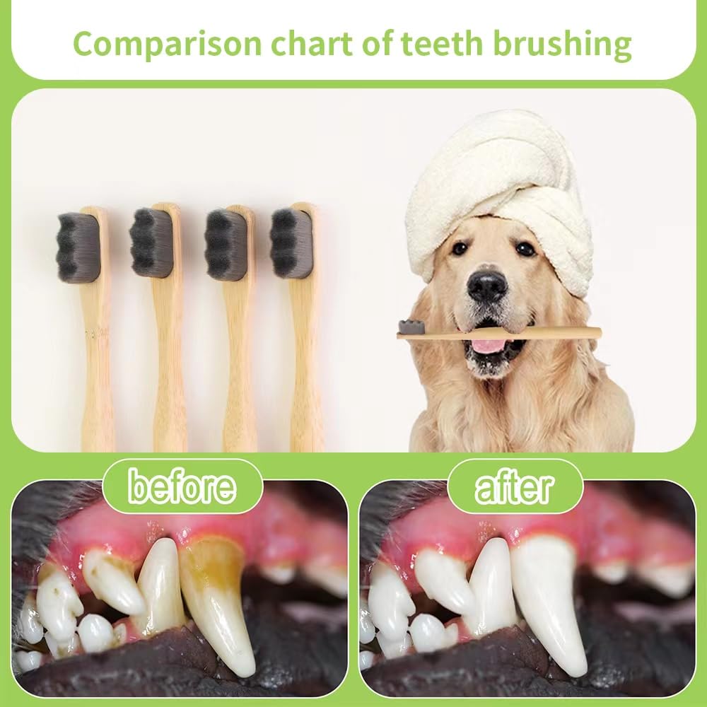 DR PERFECT Dog Toothbrush, Ultra Soft Bristle Eco-Friendly Bamboo Toothbrush for Sensitive Gum Dog and Aged Dog with Teeth Cleaning, for Medium & Large Dog Oral Health (4)