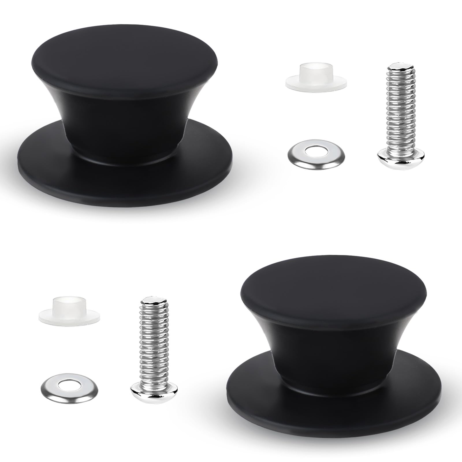 Molain 2pcs Universal Silicone Pot Lid Replacement Knob, Heat Resistant Pan Lid Holding Handles Black Non-Slip Pan Lid Knob for Slow Cookers Skillets Kitchen Cookware Lids Covers Dishwasher Safe