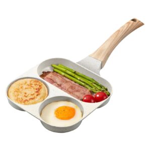 mfbjxc egg pans small frying pan nonstick for eggs 3 section for breakfast, omelette pan egg frying pan suitable for pancake, hamburger, sandwiches