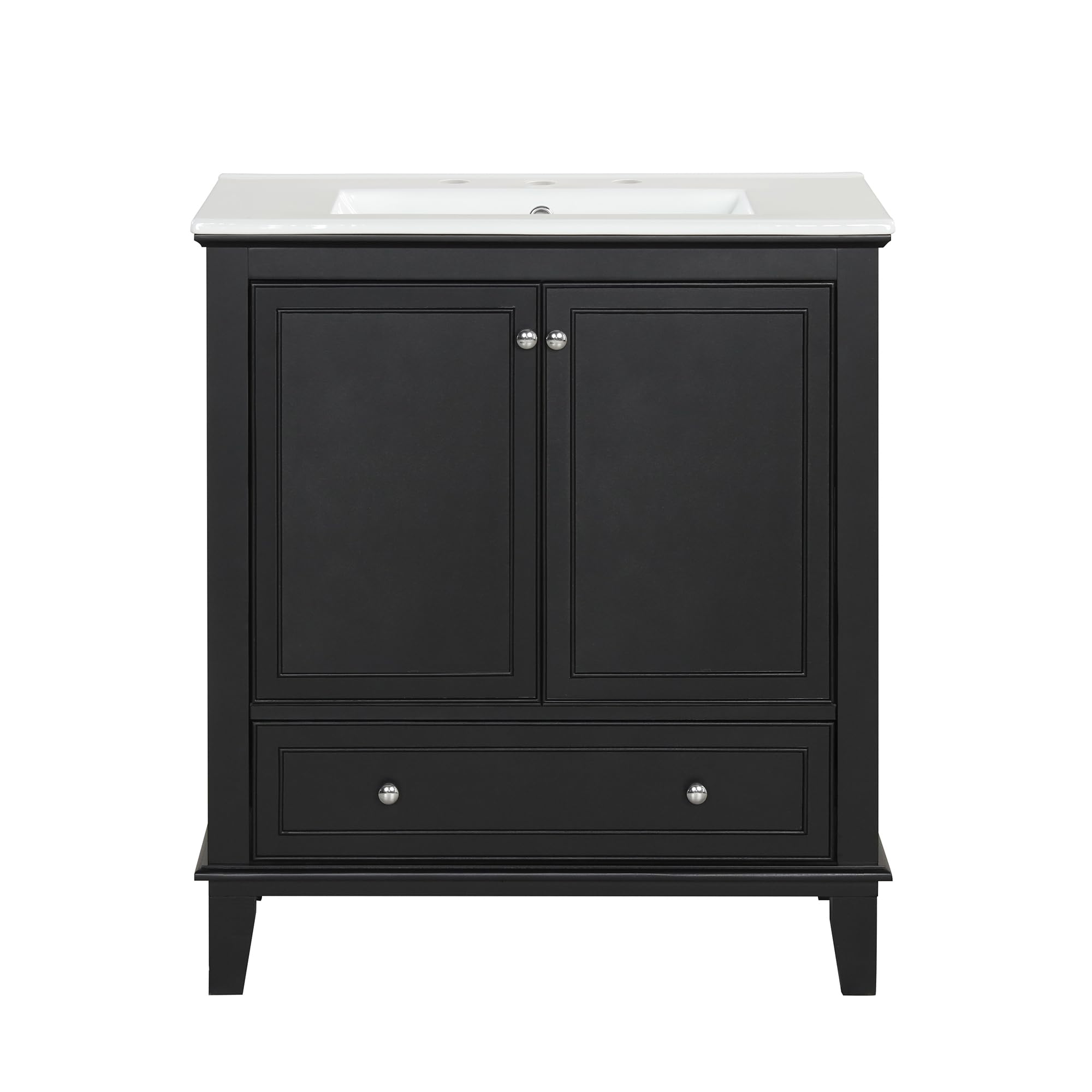 CuisinSmart 30" Bathroom Vanity with Sink, Combo Cabinet Undermount Sink, Bathroom Storage Cabinet Modern Design Bath Vanity with 2 Doors and 1 Drawer Black