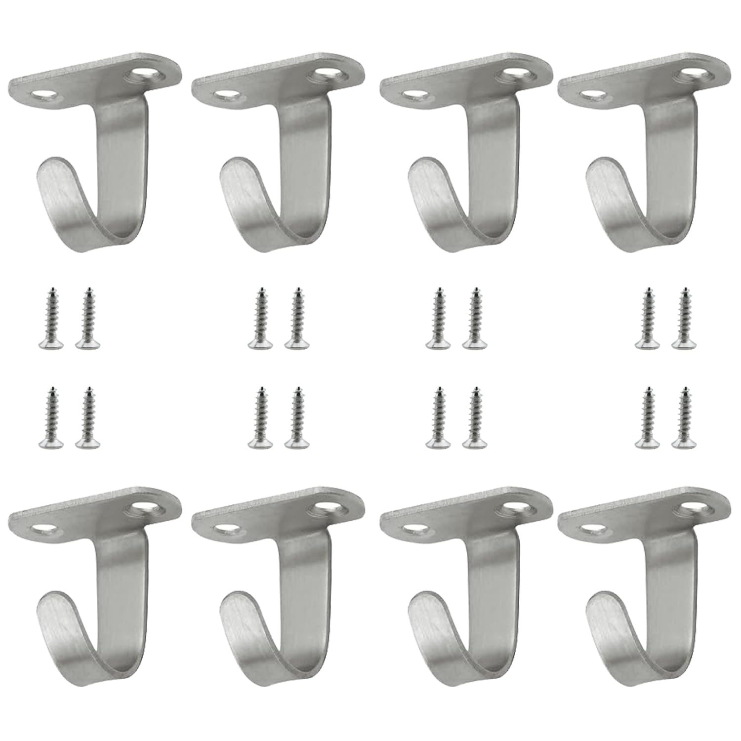 TAODAN 8PCS Silver Stainless Steel Screw Mounted Ceiling Hook Heavy Duty Coat Hook Suitable for Hanging Bathroom Towel and Kitchen Utensils and Festive Decoration