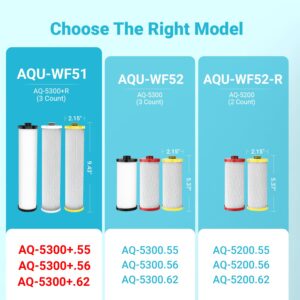 AQUA CREST Replacement for Aquasana® AQ-5300+R Under Sink Water Filter, 800 Gallons Filter Life, Compatible with AQ-5300+.55, AQ-5300+.56, and AQ-5300+.62, 3 Count