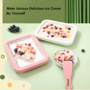 Ice Cream Maker for Kids,Frozen Fruit Ice Cream Machine with 2 Spatulas and Silica Cup,Homemade DIY Ice Cream for Making Gelato, Frozen Yogurt, Sorbet