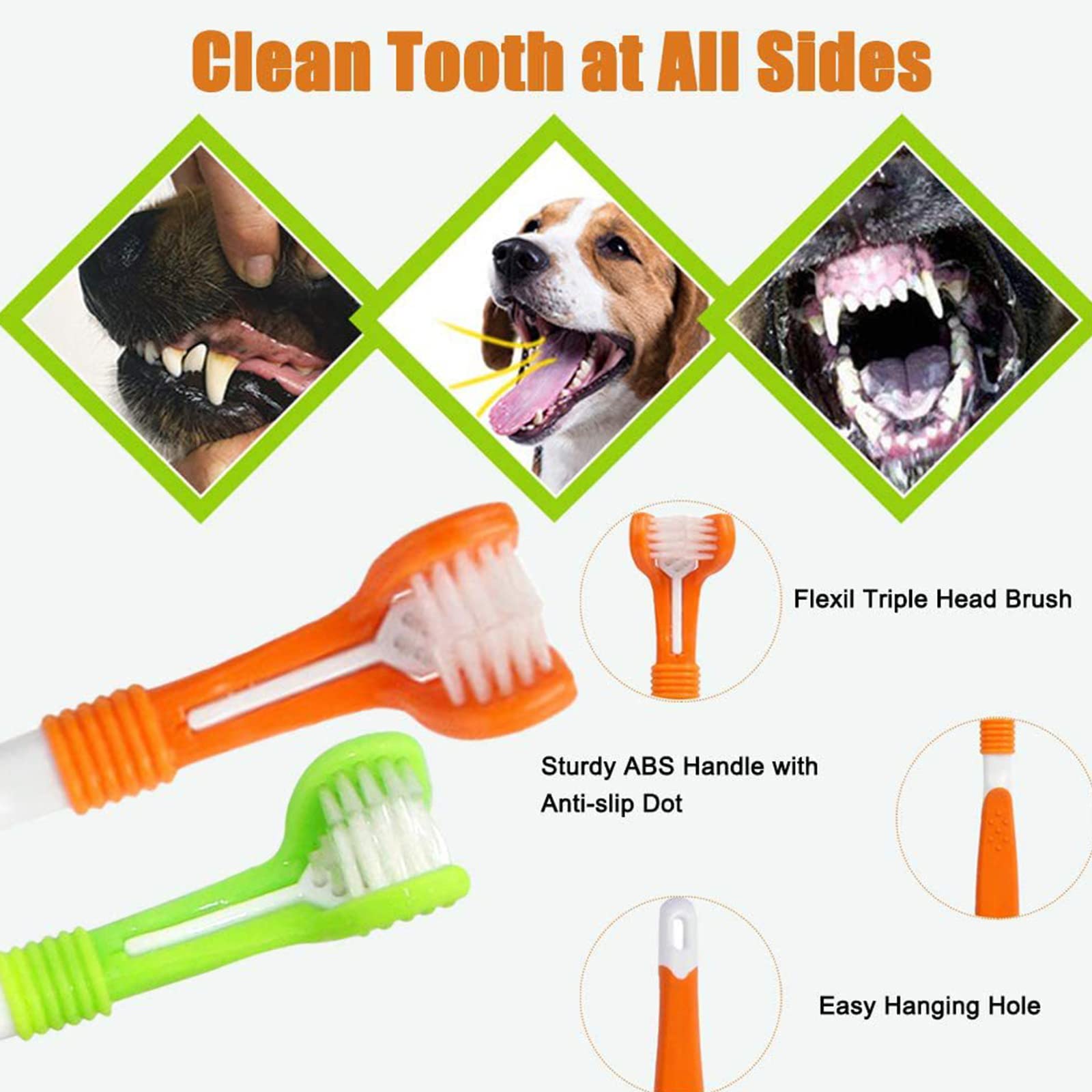 Tqyijhy Multi-Type Can Choose Pet Toothbrush Brush Addition Bad Breath Teeth Care Dogs Cleaning Mouth Care Tools Pet Toothbrushes for Dogs Pet Toothbrush Soft Pet Toothbrush with Double-Head