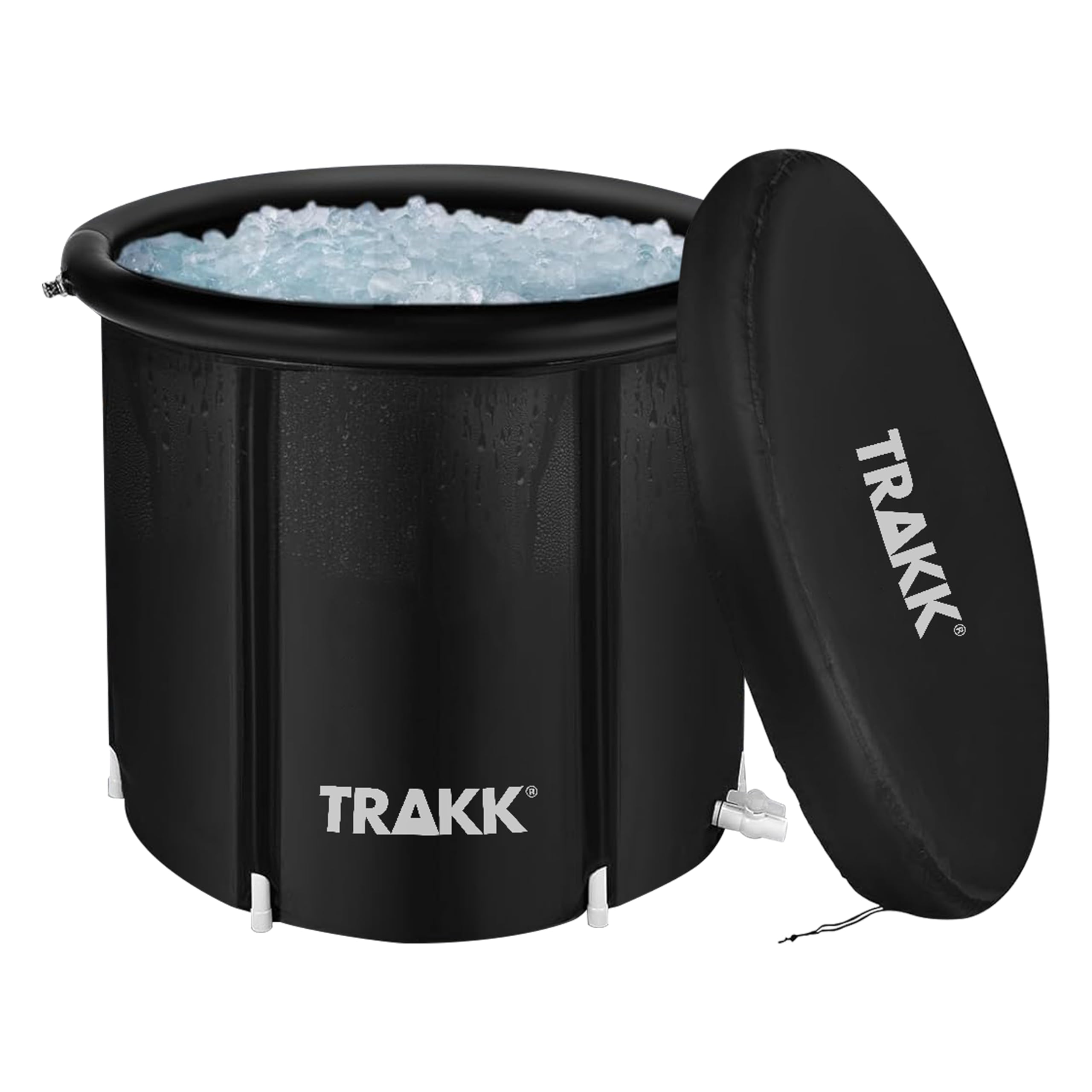 TRAKK Portable Ice Bath Tub Therapy with Cover - 150 Gallon Freestanding Cold Water Plunge Pool, Cold Plunge Tub Recovery Bath, Black