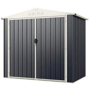 goplus 6.8 x 3.8 ft metal outdoor storage shed, snap-on structures for efficient assembly, all-weather color steel utility storage house w/lockable door, bike tool sheds for garden yard lawn patio