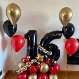 DEETUULET Red Black Gold Balloons, 50pcs 12 inch Red Black and Gold Balloons Kit, Metallic Chrome Gold Latex Balloons for Birthday Casino Night Hollywood New Years Graduation Party Decorations