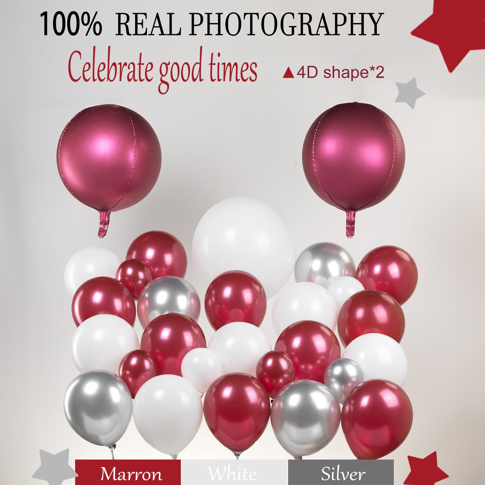 Maroon and silver Balloon Garland Arch Kit 118 Pcs Burgundy and White silver Rubber Balloons for Wedding Baby Shower graduation Birthday 2025 New Year Party Decoration