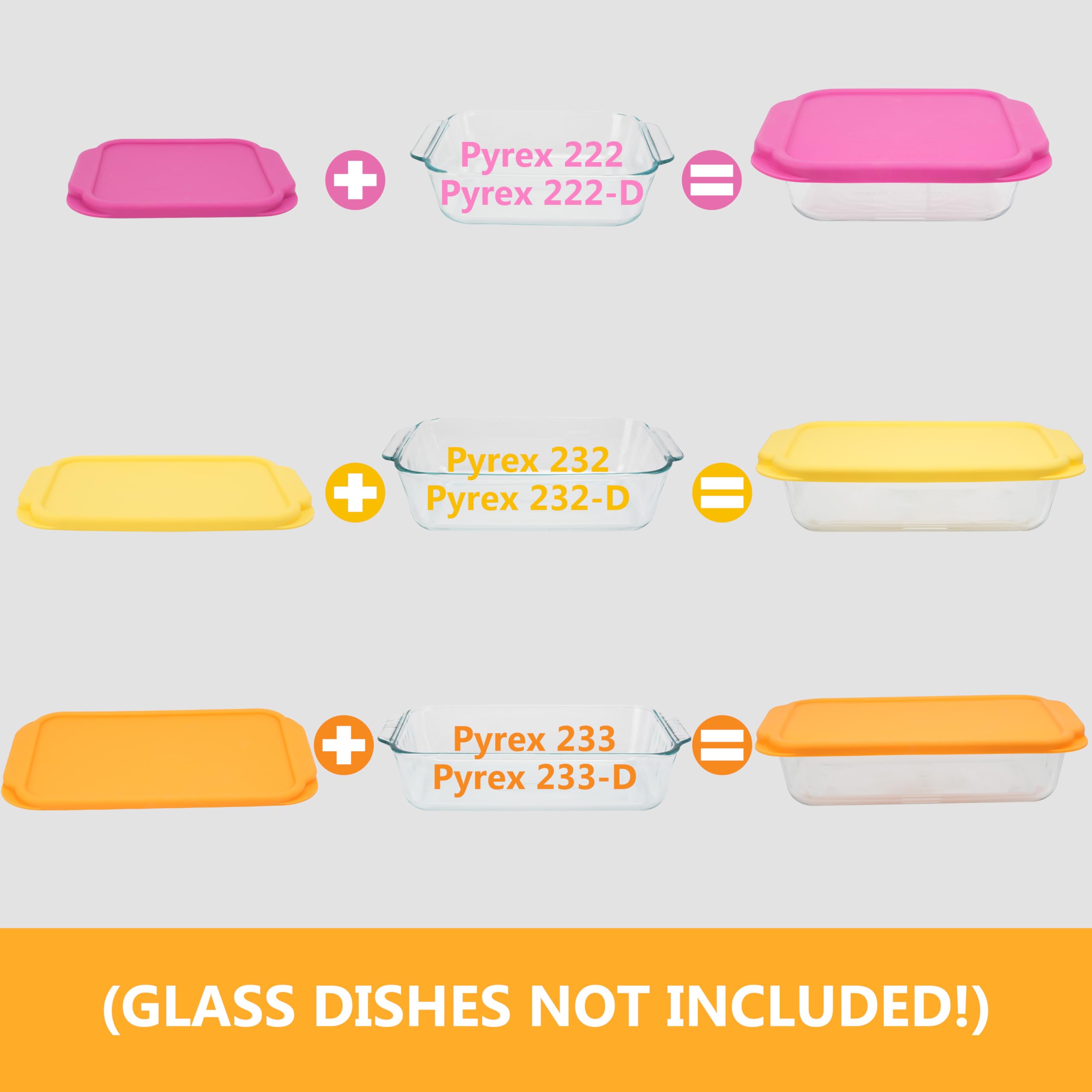 Purekra Silicone Lids for Pyrex 233丨233-D Glass Baking Dish, 1 Pack Silicone Lid for Pyrex 9'' x 13'' Glass Baking Dish, Dishwasher & Freezer & Microwave Safe (Baking Dish Not included)