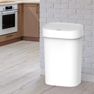 Versen 13.2 Gallons Automatic White Kitchen Trash Can, 50 Liters Touchless Motion Sensor Garbage Bin with Smart Lid, Slow Close White Plastic Trash Bin for Home