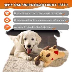 Beverly Shark Puppy Heartbeat Toy Dog Anxiety Relief Calming Aid Puppy Heartbeat Stuffed Animal Behavioral Training Sleep Aid Comfort Soother Plush Toy for Puppies Cats (Brown-1) (Yellow)