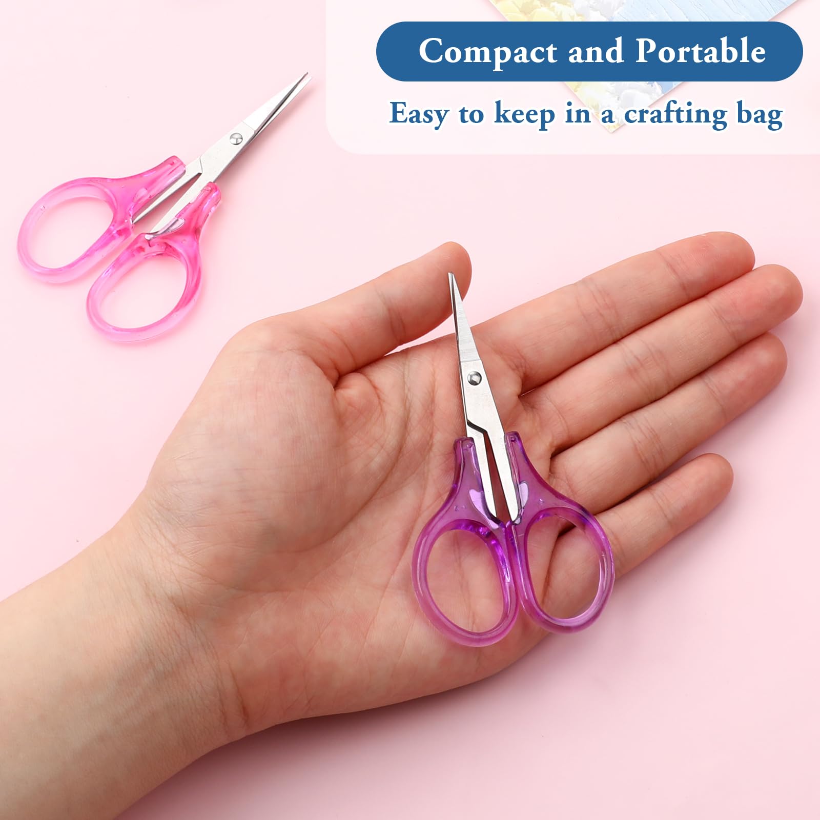 8Pcs Scissors for Crafting Stainless Steel Scissors with Protective Cover Mini Detail Craft Scissors Straight Fine Tips Design for Crafting Facial Hair Trimming Travel School DIY Projects