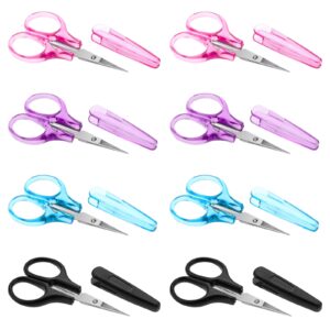 8pcs scissors for crafting stainless steel scissors with protective cover mini detail craft scissors straight fine tips design for crafting facial hair trimming travel school diy projects