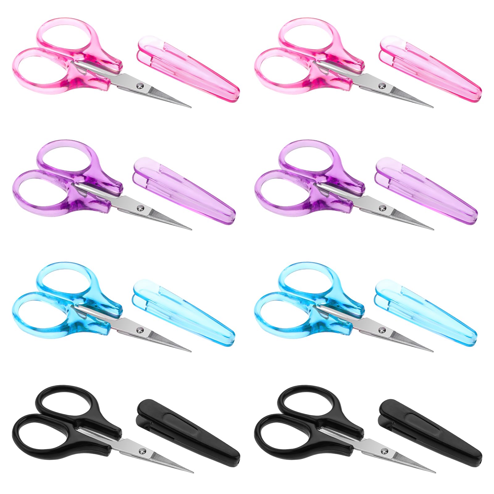 8Pcs Scissors for Crafting Stainless Steel Scissors with Protective Cover Mini Detail Craft Scissors Straight Fine Tips Design for Crafting Facial Hair Trimming Travel School DIY Projects