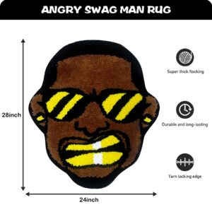 HYPEECE Angry Swag Man Rug, Hypebeast Rug Cool Rugs for Bedroom Aesthetic, High-Pile Soft Flocking Cool Room Decor for Guys, Funky Rug Y2k Rug for Living Room 24”×28” (Swag Man)