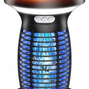 PhatroyYee Solar Bug Zapper Outdoor, 3-in-1 Mosquito Zapper Outdoor Solar Powered, Cordless Electric Bug Zapper Indoor with Night Light, Waterproof Fly Zapper for Patio Backyard Home Kitchen Camping