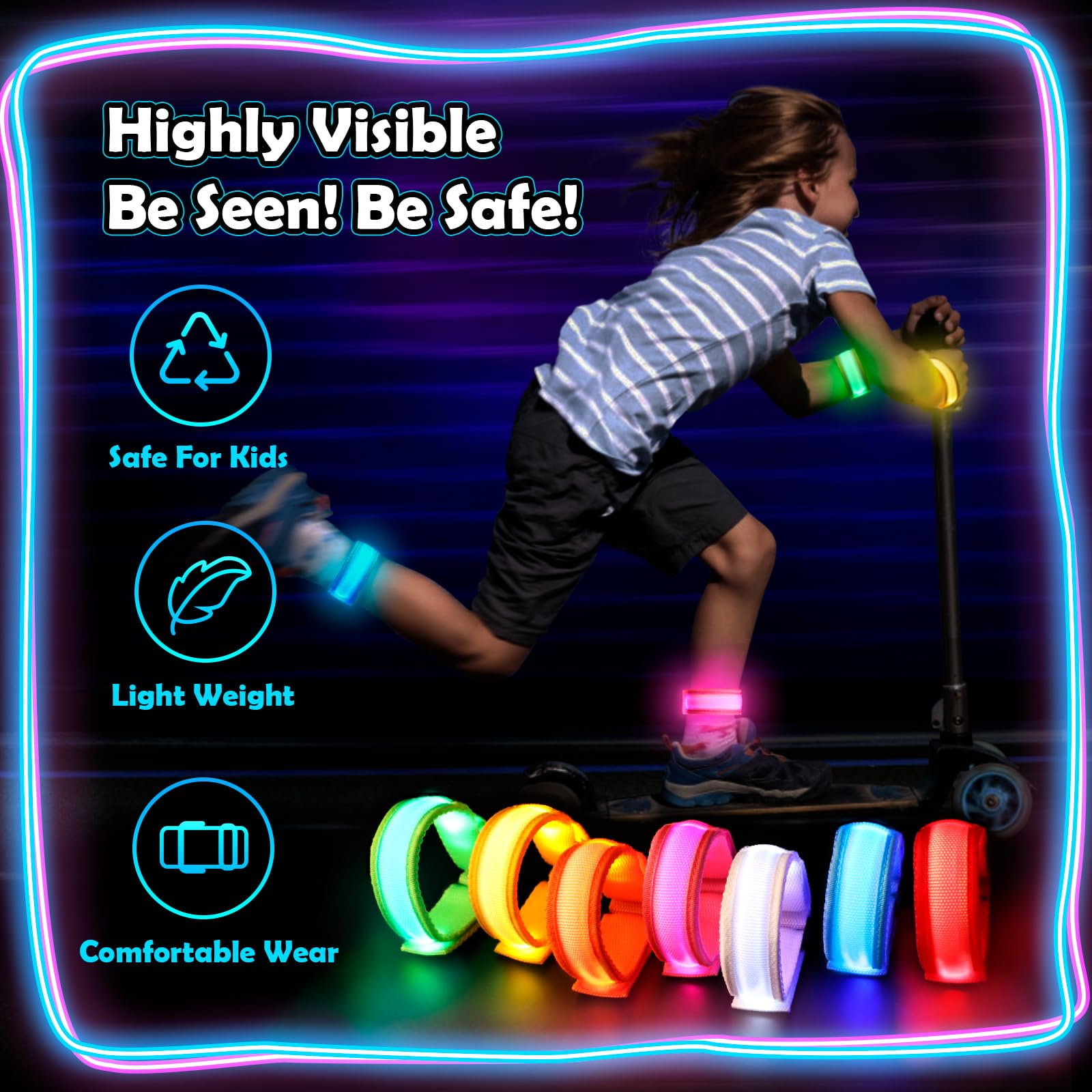 YADIYA 14/7 PCS LED Glow Bracelets, LED Light Up Bracelets for Kids Adults, Glow in The Dark Party Favors Supplies for Night Events Halloween, Christmas,Concerts Rave Sports Accessories…