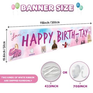 Hippeny Large Happy Birth-Tay Yard Banner for Girls, TS Birthday Party Decoration, Popular Singer Birthday Party Outdoor Backdrop Sign