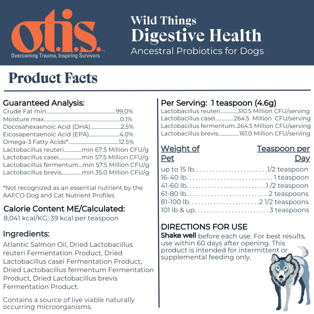 OTIS Digestive Health for Dogs | Ancestral and Heritage Probiotics - Intestinal Gut Health Support with DHA and EPA | Healthy Dog Supplements | 8 fl oz