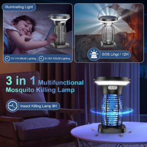 PhatroyYee Solar Bug Zapper Outdoor, 3-in-1 Mosquito Zapper Outdoor Solar Powered, Cordless Electric Bug Zapper Indoor with Night Light, Waterproof Fly Zapper for Patio Backyard Home Kitchen Camping