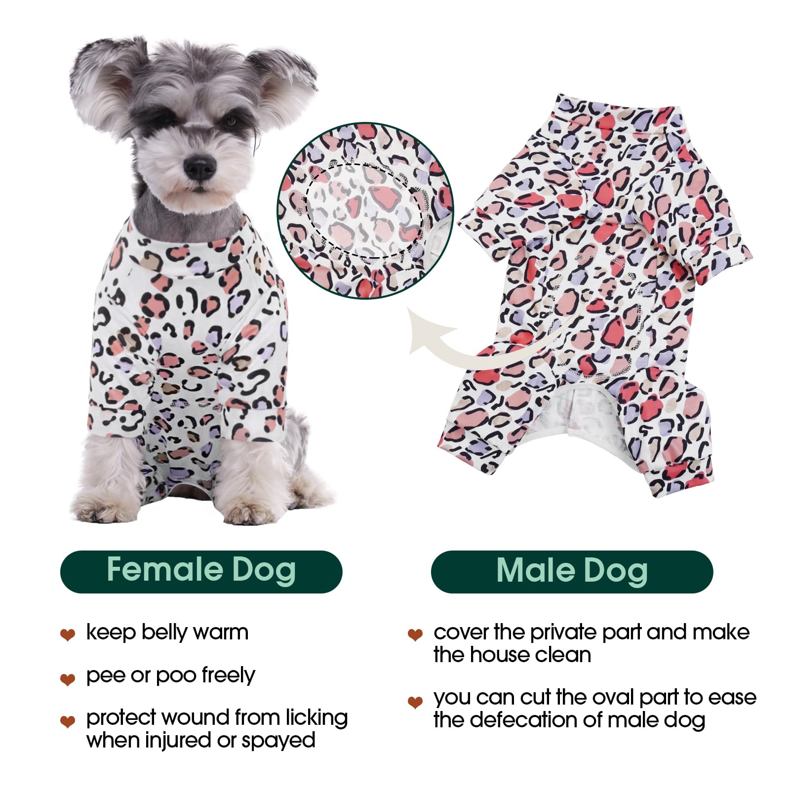 Kuoser Recovery Suit for Dogs Cats After Surgery, Long Sleeve Dog Surgery Recovery Suit, Dog Onesie for Abdominal Wounds Skin Disease, Anti-Licking Pet Surgical Snugly Suit