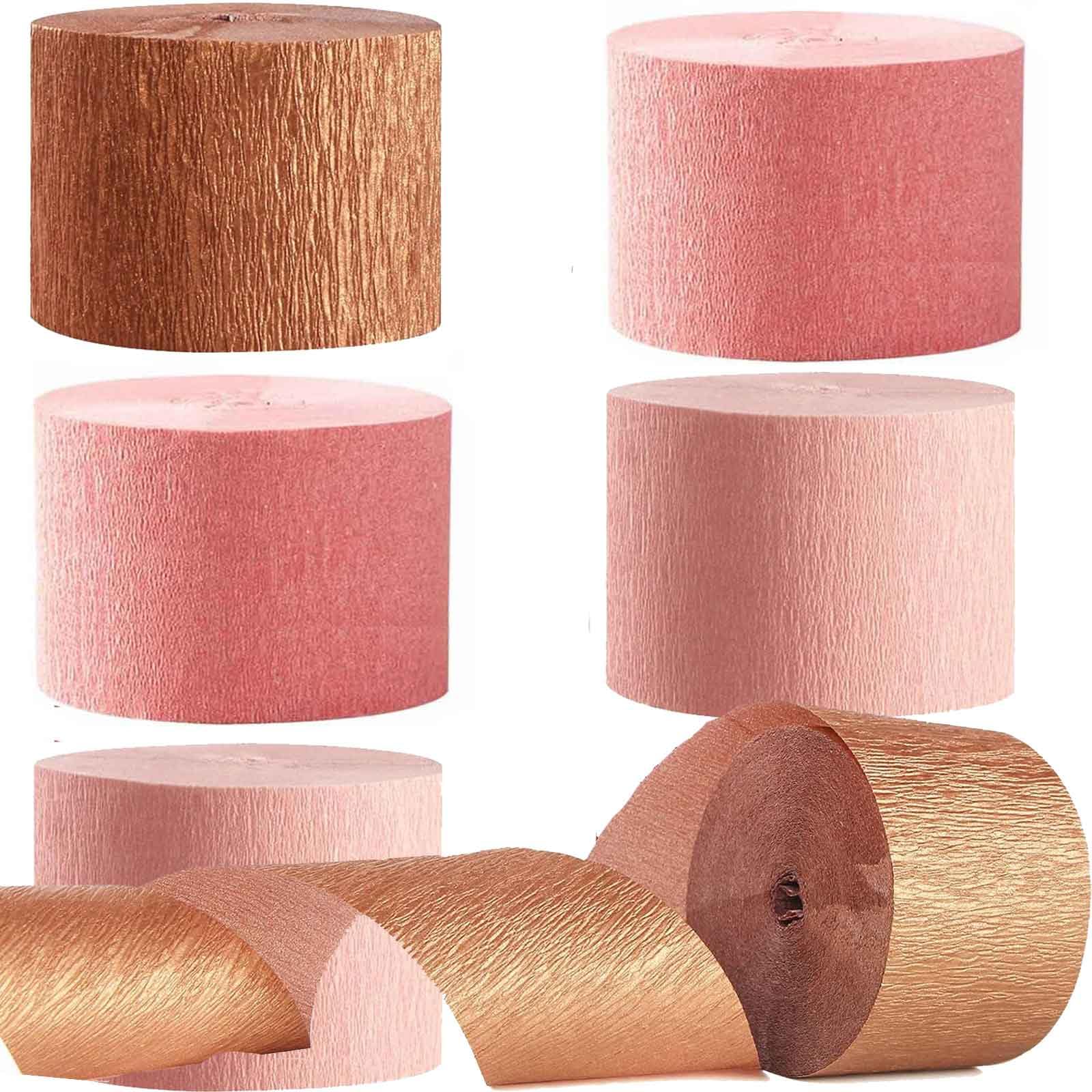 We Moment Rose Gold Pink and Dusty Pink Crepe Paper Streamers 1.8 Inch Widening 6 Rolls,Rose Gold Streamer 82 feet per roll for Wedding Birthday Bachelorette Bride to Be Party Decorations