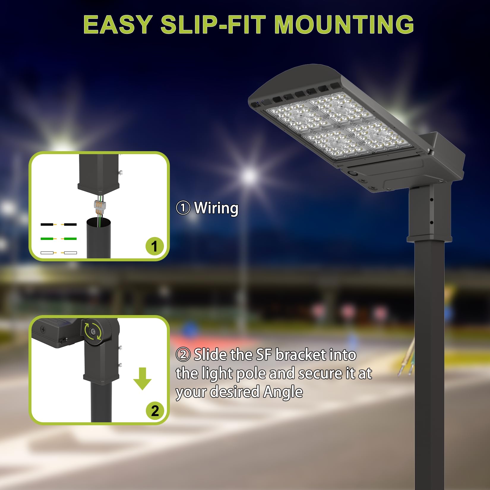 Hylele LED Parking Lot Lights 300w-240w-200w turnable 5700k/5000K/4000K Adjustable Dusk-to-Dawn Photocell Outdoor IP65 Commercial Street Area Lighting 1 Pack (Optional Motion Sensor, Extra Purchase)