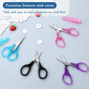 8Pcs Scissors for Crafting Stainless Steel Scissors with Protective Cover Mini Detail Craft Scissors Straight Fine Tips Design for Crafting Facial Hair Trimming Travel School DIY Projects