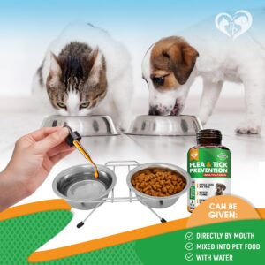 Oral Flea & Tick Prevention for Dogs and Cats - Natural Flea Control and Medicine & Treatment for Small and Large Dogs - Multivitamin Drops Supplements for Pets Made in USA