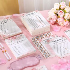 Gilprop 280 Pcs Bridal Shower Games Supplies for 50 Guests, Wedding Shower Games Include Pin The Ring Wedding Game Cards Pencils Eye Mask for Bride Groom Engagement Couple Party Favor(Rose)