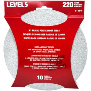 level5 220 grit 9" radial drywall radial sander disc - 10 pack | 5-350