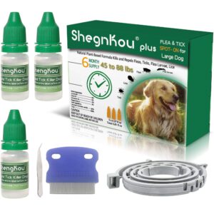 Complete Defense: Dog Flea and Tick Repellent Drops, Effective Pest Control, Natural Formula, Includes Free Flea Collar and Comb, for Dogs 44-88 lbs, (6 Month Supply)